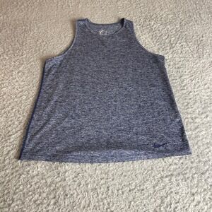 Nike Dri-FIT Mens Small Blue Heathered Sleeveless Training Tank Top Workout.